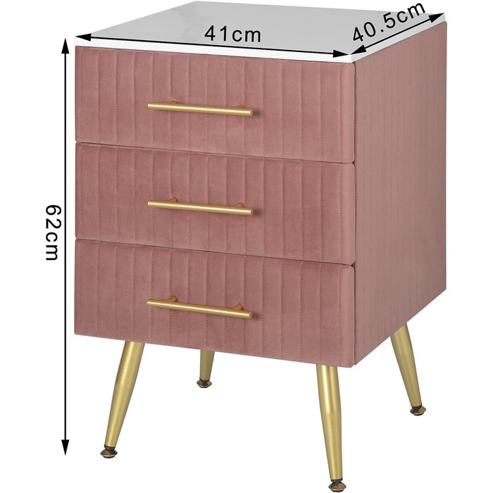 Тумбочка для пружинного ліжка, 3 ящики, масив дерева, рожевий, 40,5x462см, легка збірка