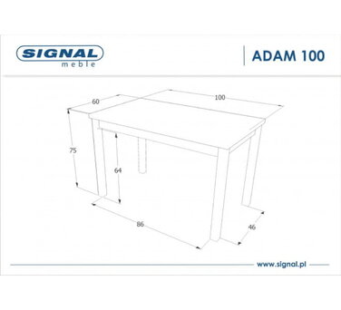 Стіл ADAM дуб/білий мат 100x60