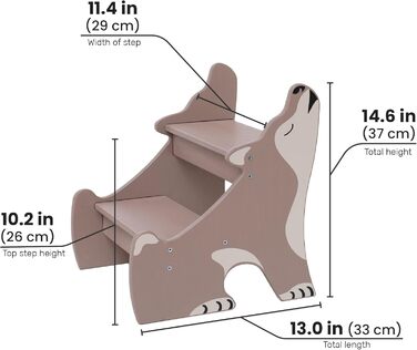 Дитячий тритуходер Wild Kids Modern Tritthocker з дерева, 2 сходинки, для ванної кімнати, натхненний меблями Монтессорі (колір: коричневий, світло-коричневий)