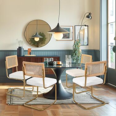 Набір з 2-х обідніх крісел CangLong, м'який крісло-відпочивальник для кухні, їдальні та вітальні, гостьові крісла з масивними дерев'яними ніжками (білий велюр)