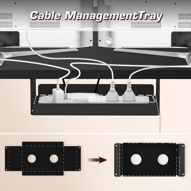 Електричний регульований стіл Airfish з USB-C зарядкою, керуванням кабелів та 3 рівнями пам'яті (білий, чорний), 180 x 80 см