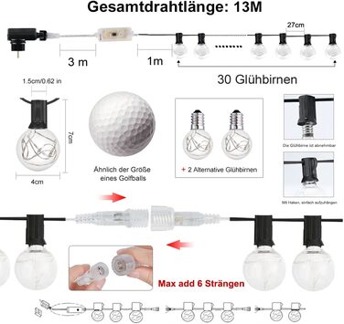 Світлодіодні гірлянди для зовнішнього і внутрішнього освітлення, вінтажні 6 м теплі білі гірлянди для зовнішнього освітлення, ЩО НЕ б'ються 20 світлодіодних гірлянд A60, освітлення для відкритого саду, балкона, весільної кімнати, намети, кафе, декор (G40,