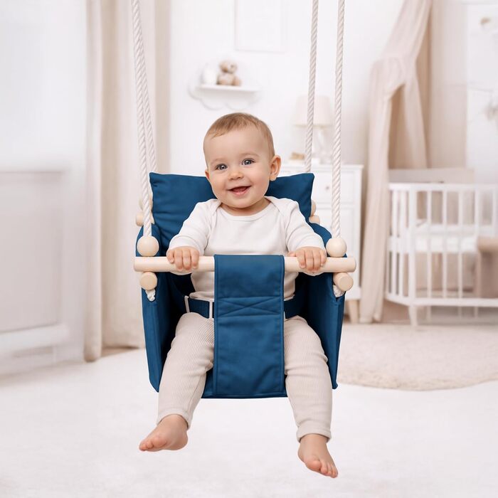 Дитяча гойдалка-крісло MAMOI® для дверей, дерев'яна гойдалка для малюків (Синій)