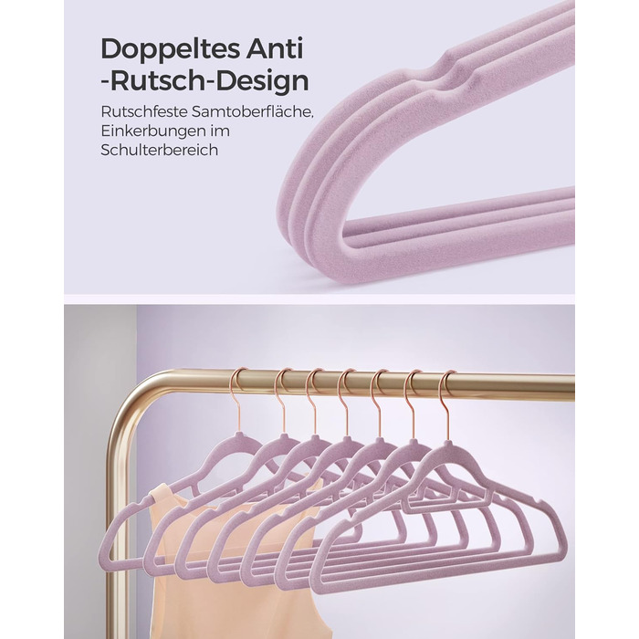 Набір вішалок SONGMICS 20 шт. з оксамитовим покриттям, для одягу, краваток, рушників, 360° обертання, срібно-світло-зелені