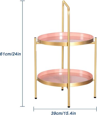 Журнальні столики Металевий одношаровий круглий журнальний столик, знімна полиця Журнальний столик Металевий піднос Закусочний столик Круглий журнальний столик Чайний столик Приліжкова тумбочка (колір) (Золотийрожевий)