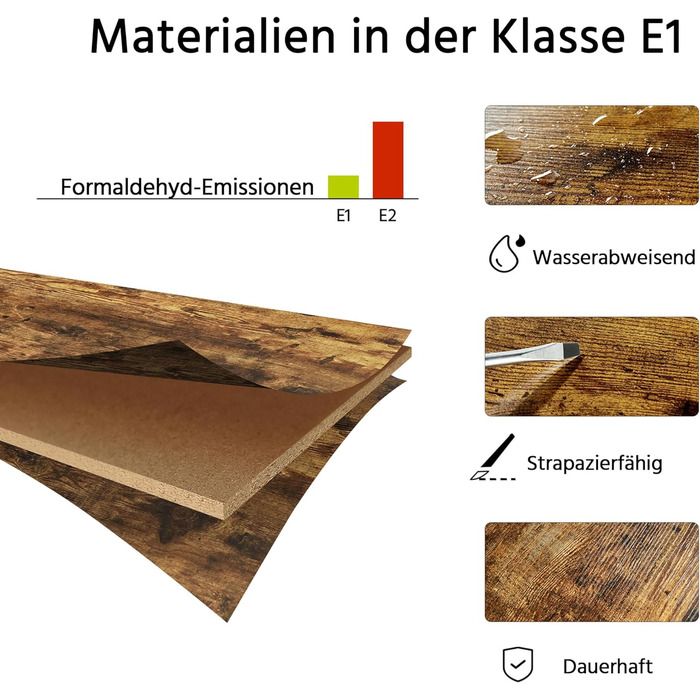 Журнальний столик Yaheetech з регульованою висотою та прихованим місцем для зберігання, колір: іржавий коричневий (120 x 59 x (49,5-63,5) см)