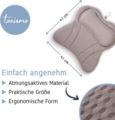 Преміум подушка для ванни з підголовником та підтримкою шиї | Ергономічна подушка для ванни з присосками | Синій (Сірий)