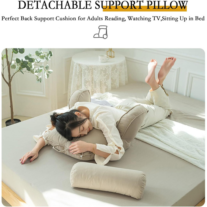 Підголовник для ліжка з підлокітниками, великий крісло-мішок для читання, 75x40x58 см