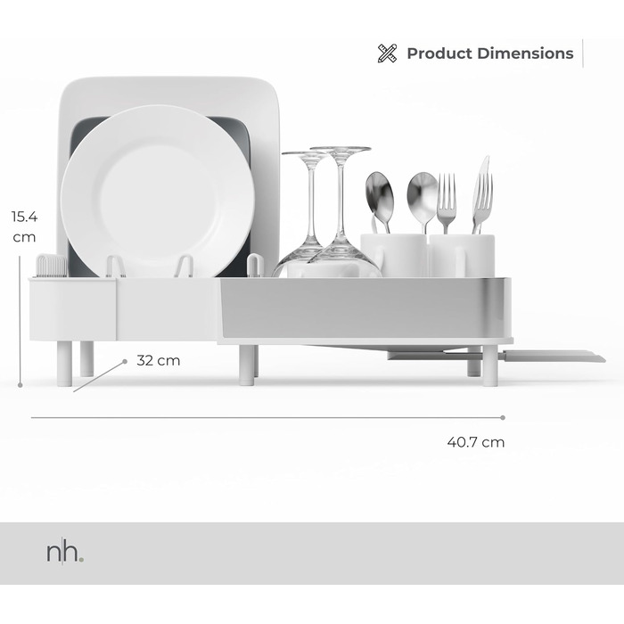 Сушарка для посуду висувна з нержавіючої сталі біла | сучасний мінімалістичний дизайн