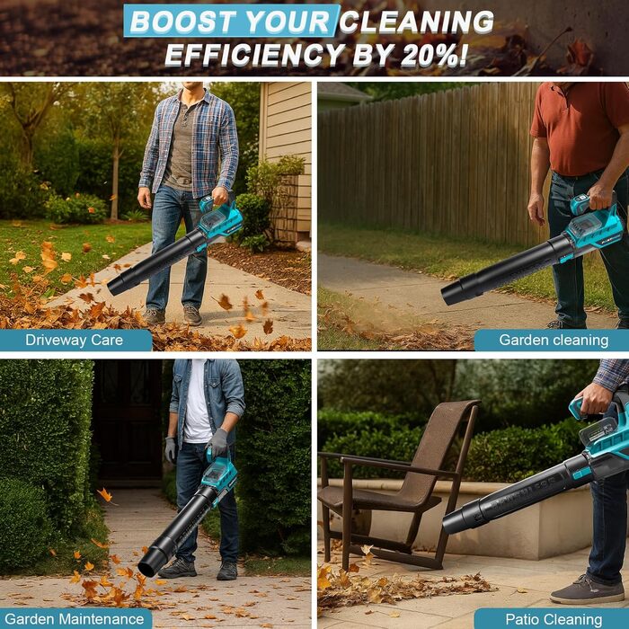 Акумуляторний повітродув безщітковий сумісний з Makita 18V (без акумуляторів), для прибирання та догляду за газоном, швидкість повітря 80 м/с