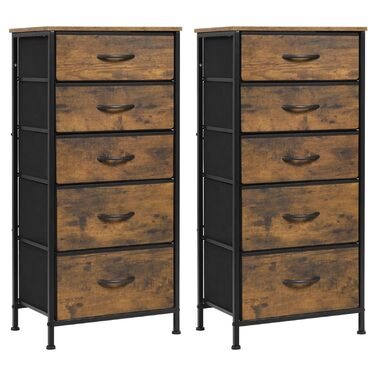 Комод з 5 шухлядами WOLTU SSK004whe, для спальні, вітальні, передпокою, з металевим каркасом та ДСП, вінтажний дизайн (чорний, 2)