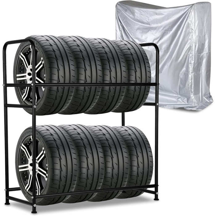 Стелаж для шин на 8 шин, сталевий, 2-х рівневий, 107x46x117 см, порошкове покриття | Гараж, майстерня, склад