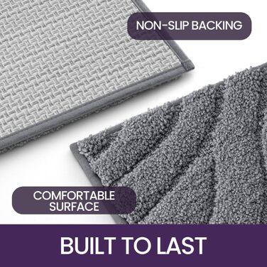 Килимок для ванної кімнати DEXI 61 x 110 см, сірий - м'який, неслизький, машинне прання