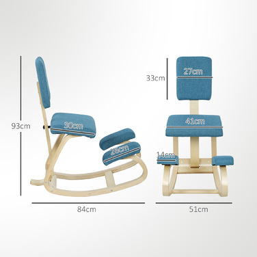 Ергономічний колінний стілець для дому, офісу та медитацій, темно-синій