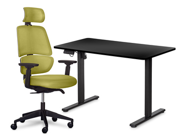 Комплект Mealux PowerDesk Lite Black + Leo Air Plus Green (арт. EVO-201 Lite B/B+Y 546 KZ)