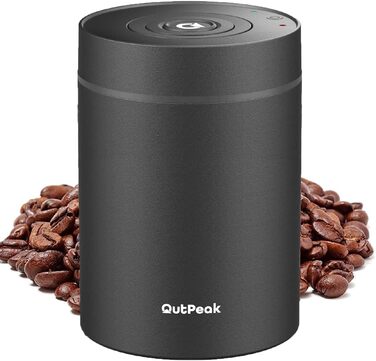 OUTPEAK Neo 2025 Kilo Auto-Vakuum-Kaffeedose: Контейнер для кави з автоматичним вакуумом, 1,5 л, для 500 г кавових зерен, з нержавіючої сталі, для бариста, чорний матовий (SG750)