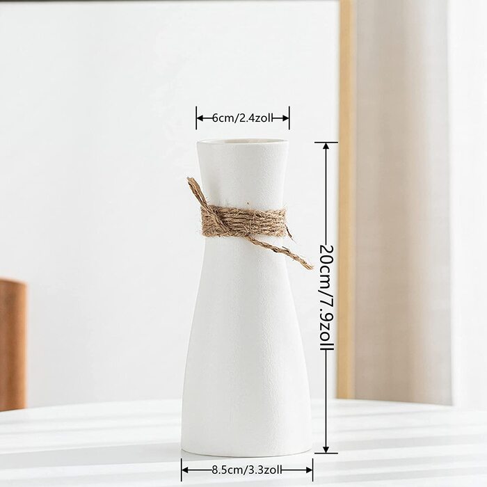 Ваза Maleielam біла, керамічна ваза для пампасної трави, ідеально підходить для зберігання сухих квітів і свіжих квітів, ваза для квітів Декор вітальні, спальні (білий-2)