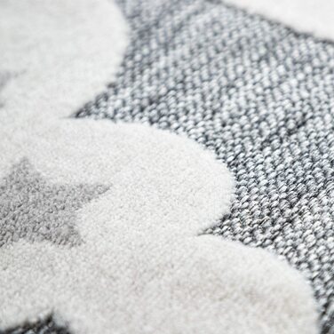 Дитячий килим Дитяча кімната Відкритий килим Круглий ігровий килим 3D ефект Moon Grey, Розмір (Ø 200 см Круглий)