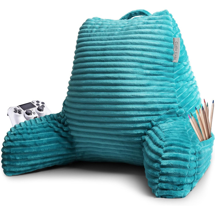 Lesekissen Clara Clark для дорослих: спинка для читання в ліжку, м'яке крісло-подушка з підлокітниками та кишенями, сріблястого кольору