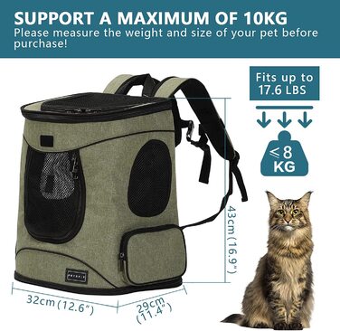 Рюкзак для собак Petsfit рюкзак для кішок рюкзак для кішок собак цуценят, складаний рюкзак для домашніх тварин проста взаємодія з домашнім тваринам з ременем безпеки і застібкою-блискавкою з захистом від відкривання для піших прогулянок і подорожей (сніжн
