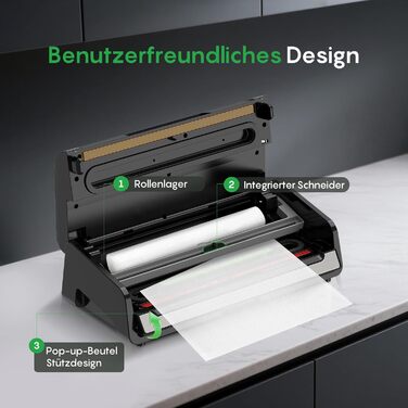 Вакууматор FRESKO Automatik для продуктів з турбо-режимом (15л/хв), автоматичний вакуумний пакувальник, 2 рулони в комплекті