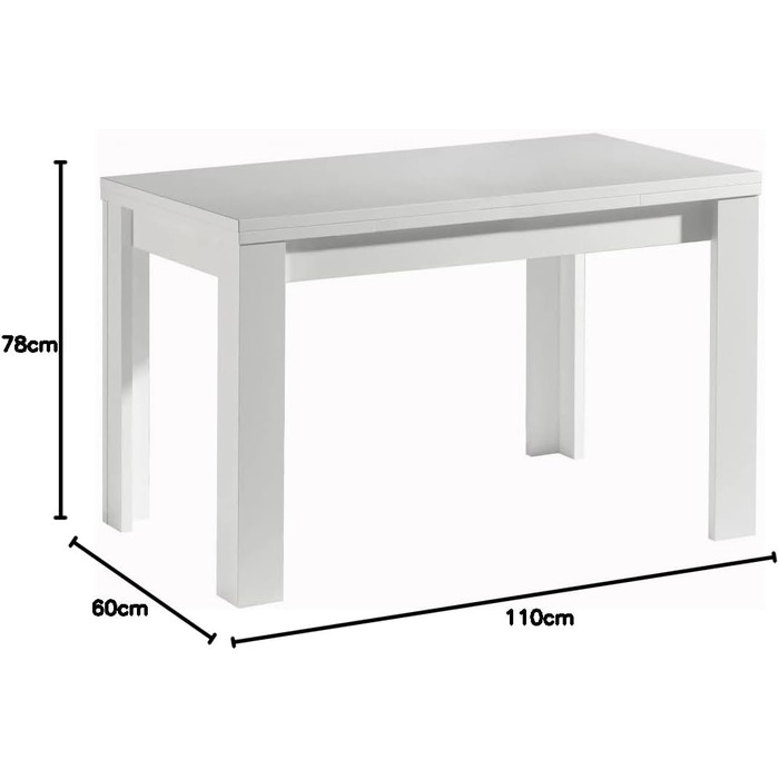 Висувний стіл MONZI - кухонний, обідній, функціональний, 110 x 60 см, білий