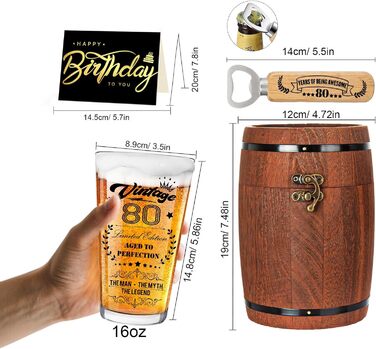 Персоналізований пивний келих з гравіюванням для чоловіка, 1966 рік народження, в дерев'яній подарунковій коробці 470 мл. Подарунок на 60 років, День народження, Валентин День.