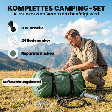 Надувний намет для 8-10 осіб, швидке встановлення, всесезонний, водонепроникний, стійкий до подряпин, з отвором для димоходу та вікном у даху