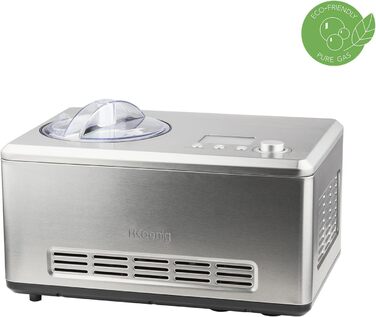 Електрична машина для приготування льоду H.Koenig HF320, 1.5 л, 135 Вт, з охолодженням, для льоду, замороженого йогурту та сорбету