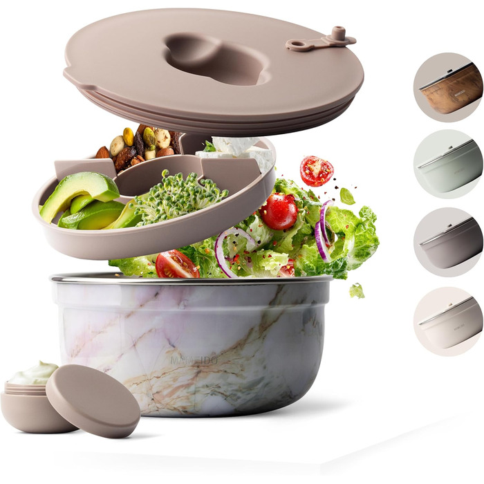 MAMEIDO Salatbox: Контейнер для обіду з нержавіючої сталі 1,5 л (1500 мл), Bento Box з відділеннями, BPA-free, витримує витік, Meal Prep