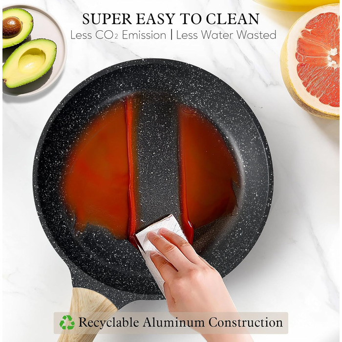 Набір каструль з кришкою для індукційних плит, 13 предметів, чорний гранітний набір посуду, антипригарне покриття без PTFE та PFOA