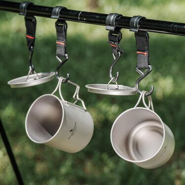 iBasingo Titan Becher - туристичний посуд, термокружка, чашка для кемпінгу з кришкою та складним ручками, 200-750 мл (Ti3024d-420ml)