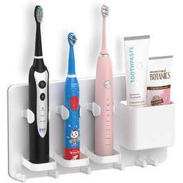 Настінний тримач для зубної щітки simpletome, електрична зубна щітка, регульований органайзер для зубної пасти, тримач для ванної кімнати (білий)