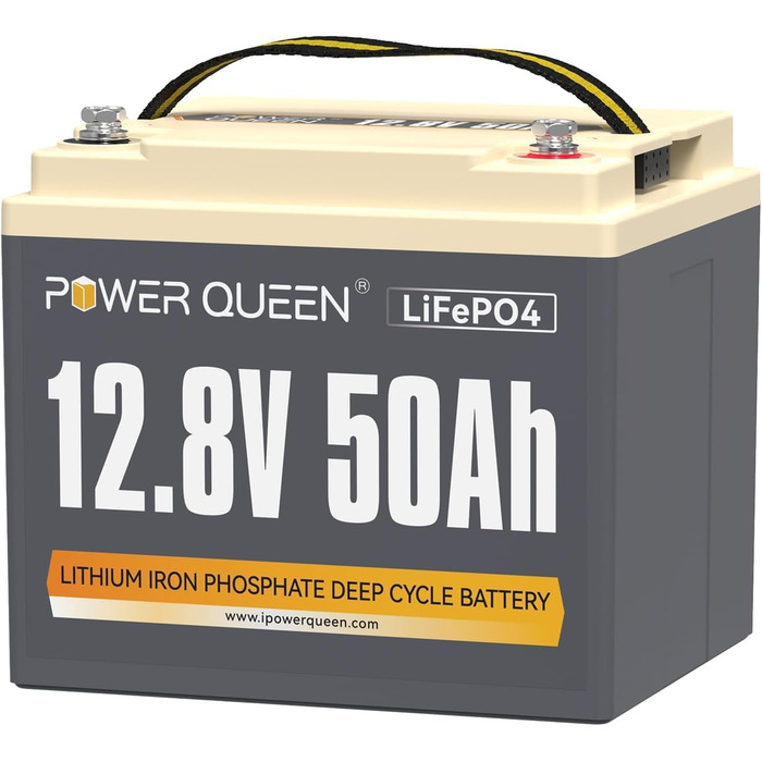 Акумуляторна батарея Power Queen 12,8 В 100 Ач LiFePO4, батарея 1280 Втгод зі 100 А BMS, 4000 циклів зарядки, ідеально підходить як джерело живлення для тягового тролінгового двигуна 30 70 фунтів, автофургон, човен (12V50Ah)