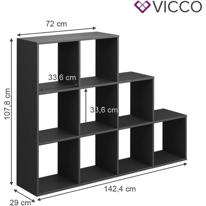 Сходова полиця Vicco, 142,2 x 107,8 см (антрацит)