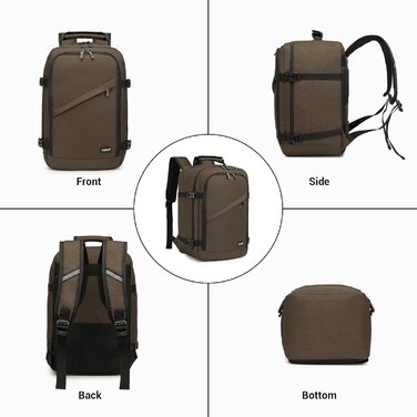 Кабінний рюкзак Kono 40x20x25 см для Ryanair, 20L, мінімалістичний, коричневий