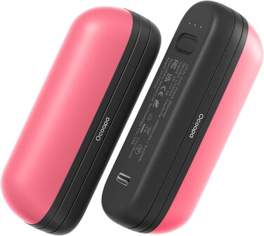 OCOOPA Грілки для рук UT2S Mini, 5200mAh, 2 шт. - Магнітні електричні грілки для рук, багаторазові, для кемпінгу та відпочинку на природі, подарунок для жінок та чоловіків (чорний рожевий)
