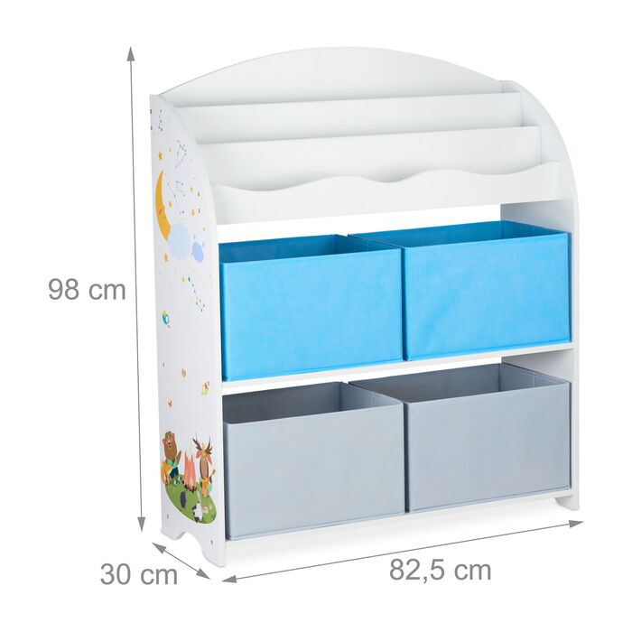 Поличка Relaxdays для дітей з 4 тканинними кошиками