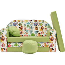 Дитяче розкладне ліжко-диван 3в1 All4All Kindersofa - ліжко, диван, ігровий центр для дітей. Зручна дитяча м'яка дитяча кушетка з функцією сну, різні кольори та малюнки (сірий, рожевий, зелений, тваринні мотиви).