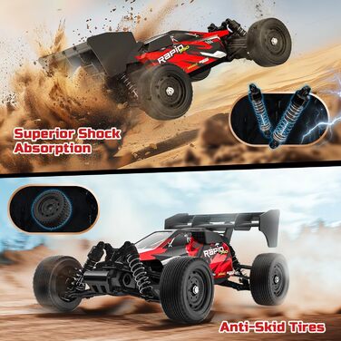 Радіокерований позашляховик DEERC 9205E 1:10 48 км/год 4WD Monstertruck з 2 акумуляторами, 2.4GHz, для дітей та дорослих