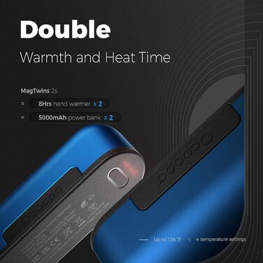 Електричний гріє для рук OCOOPA 10000 mAh (2 шт.), 4 режими нагріву, USB power bank для зими, UT2s (MagTwins)