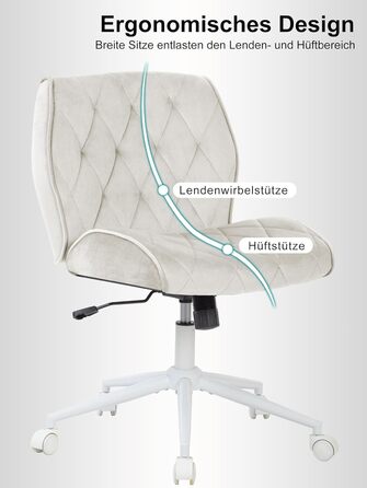 Крісло для дому та офісу Symino з функцією гойдання, обшите штучним велюром, регульоване по висоті, 360° обертання, ергономічне, до 120 кг, колір Беж