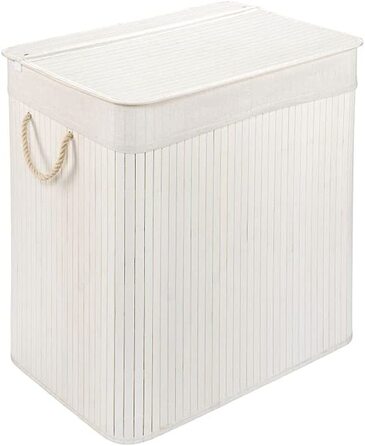 Бамбуковий кошик для білизни PANA ECO з кришкою * дерев'яна сумка для білизни * складаний колектор для білизни шафа для білизни у ванній 100 бамбук * колір розмір (104l (52 x 32 x 63 см), білий)