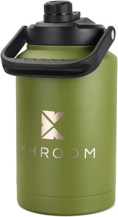 Пляшка для води з нержавіючої сталі Khroom 3,8 літра Термопляшка для води XXL зберігає холод протягом 48 годин / тепло протягом 24 годин Вугільна кислота підходить для газованої води Металева пляшка для води з нержавіючої сталі