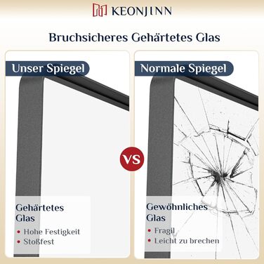 Дзеркало настінне Keonjinn Wand Spiegel чорного кольору 40x50 см з металевим каркасом, прямокутна форма. Підходить для ванної кімнати, вітальні, спальні, коридору.