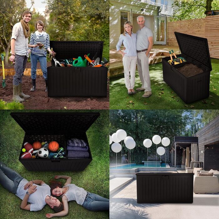 Ящик для зберігання садовий Grindi Morus 190л, водонепроникний, чорний матовий - для подушок, інструментів, на балкон та терасу