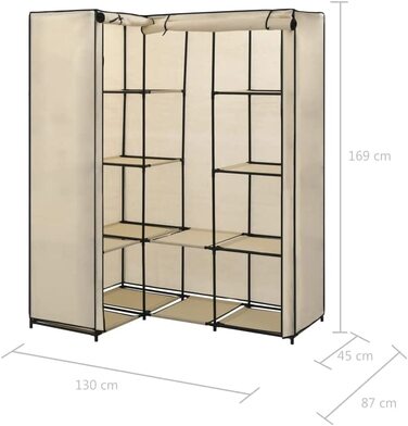 Кутова шафа Кутова шафа Кутова шафа Тканинна шафа Складана шафа Шафа для одягу Шафа для спальні Шафа для одягу Кремова 130x87x169 см