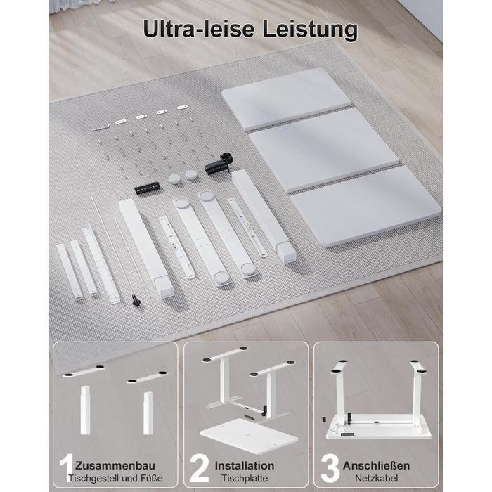 Електричний дитячий стіл Airfish, 80x60 см, регулювання висоти, функція пам'яті, для дому/офісу, стоячи/сидячи (білий)