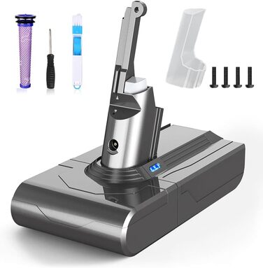 Змінна батарея 6 000 Агод для Dyson V8, 21,6 В Li-Ion для V8 Absolute/Animal/Fluffy, включно з попереднім фільтромщіткою