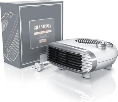 Тепловентилятор Brandson енергозберігаючий, тихий, 3 рівня потужності, тепловентилятор для ванної кімнати з термостатом, індикатор потужності 2000 Вт, низький рівень шуму енергоефективний, захист від перегріву, автоматичне вимкнення